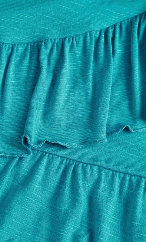 Evans Blue Frill Wrap Hem Short Sleeve T-Shirt 4