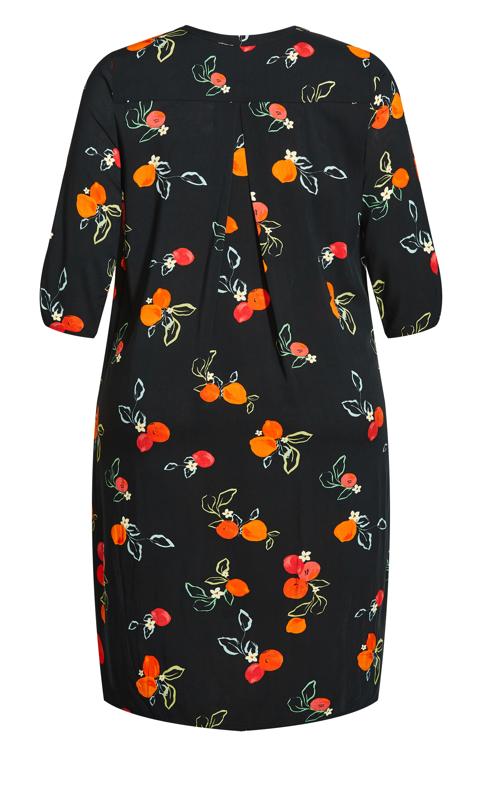 Evans Orange Floral Print Midi Collarless Shirt Dress 4