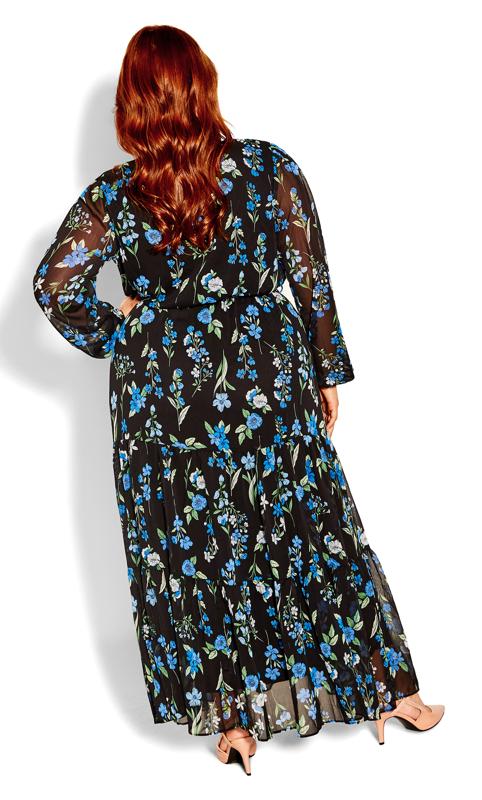 Blue Blossom Black Maxi Dress 3
