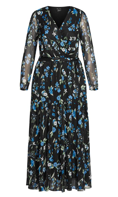 Blue Blossom Black Maxi Dress 4