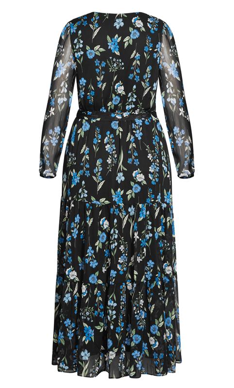 Blue Blossom Black Maxi Dress 5