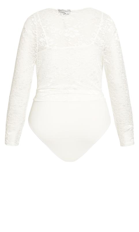 Long Sleeve Lace White Bodysuit | Evans