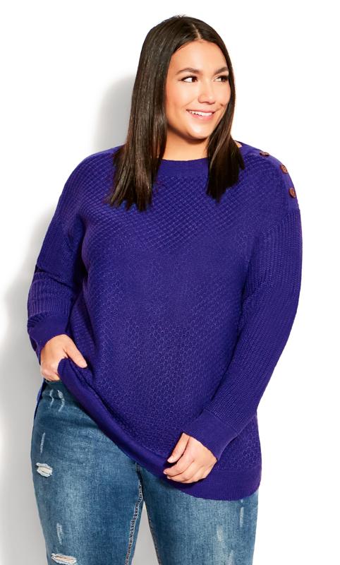 Plus Size  Avenue Purple Birdseye Sweater