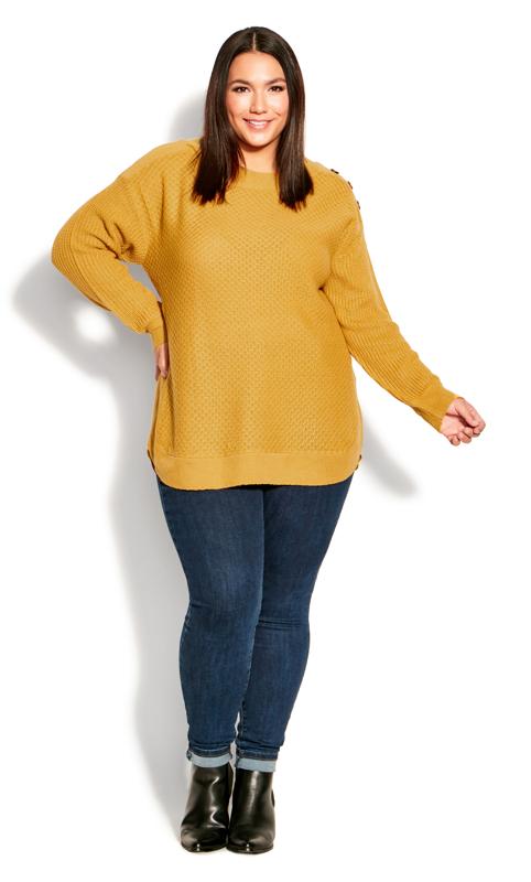 Birdseye Texture Mustard Yellow Sweater 1