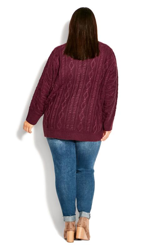Evans Purple Cable Knit Sweater 4