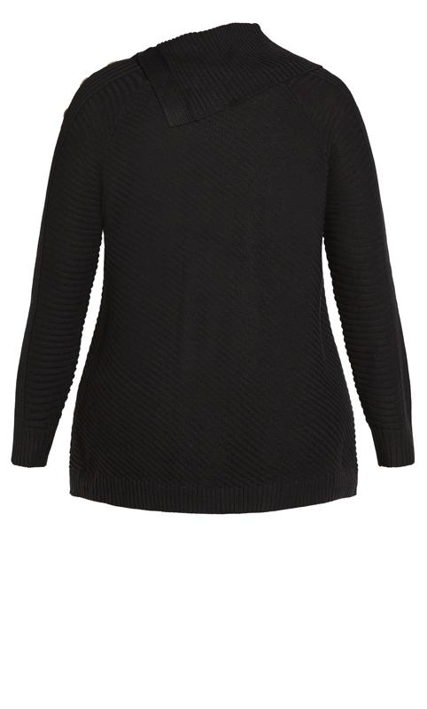 Split Neck Button Black Sweater 6
