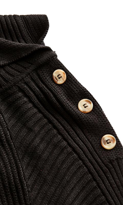 Split Neck Button Black Sweater 7