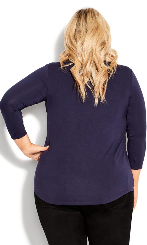 Evans Navy Milly Pleat Plain Top 3