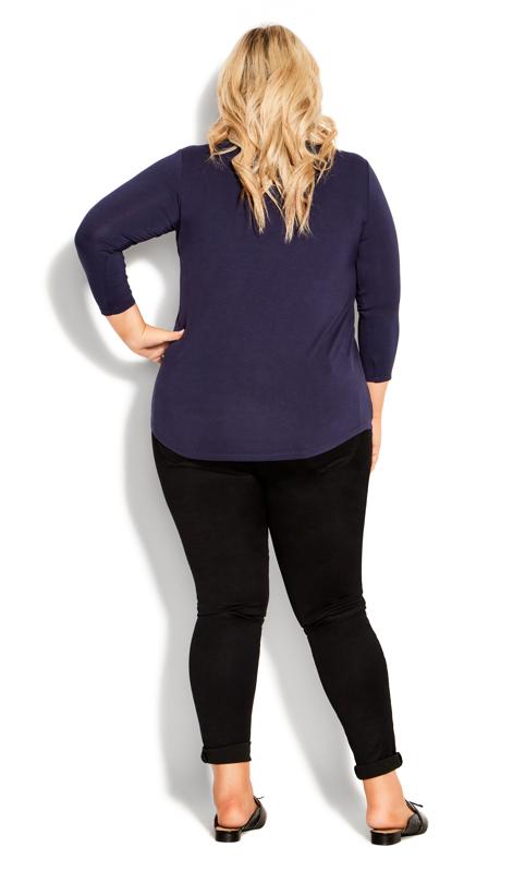 Evans Navy Milly Pleat Plain Top 4