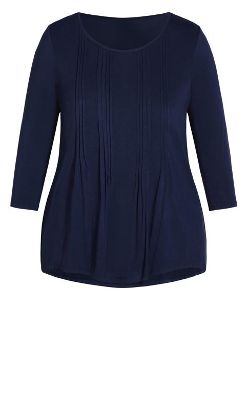 Evans Navy Milly Pleat Plain Top 5