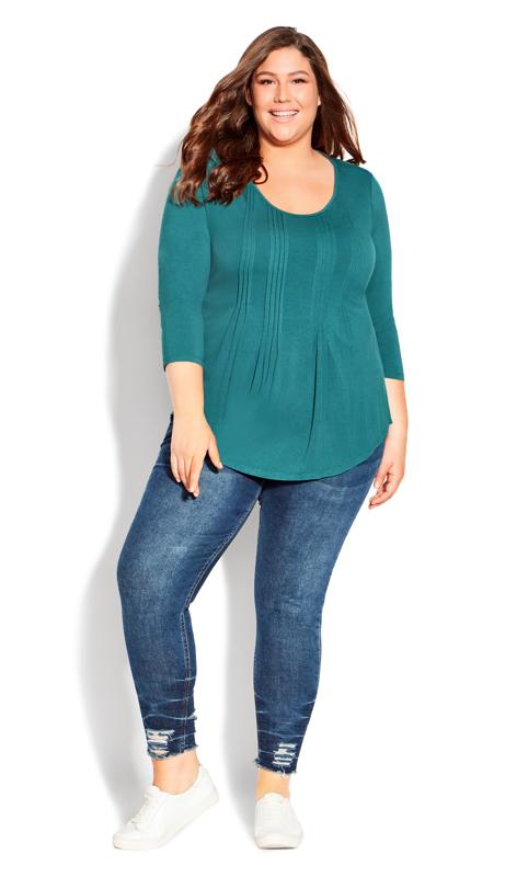 Evans Green Milly Pleat Plain Top 1