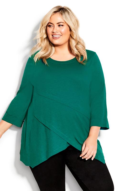 Asymmetrical Jade Slub Plain Tunic 2