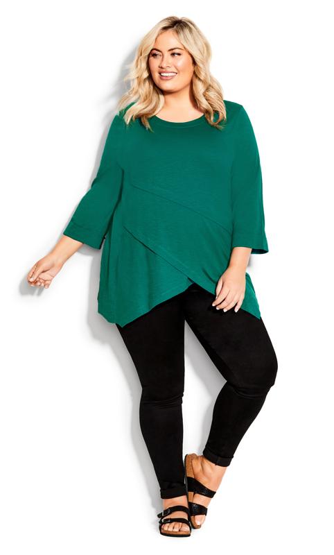 Asymmetrical Jade Slub Plain Tunic 3