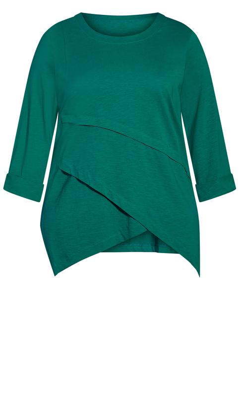 Asymmetrical Jade Slub Plain Tunic 6