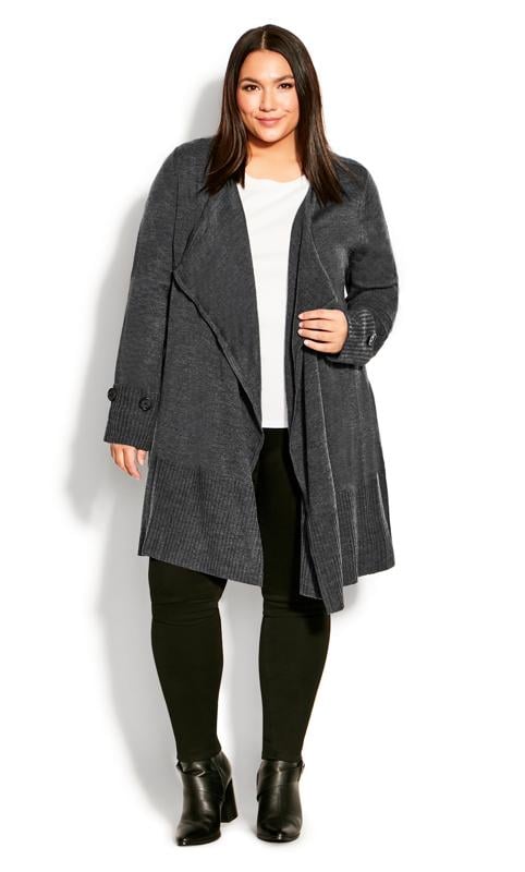 Big Button Cuff Charcoal Cardigan 2
