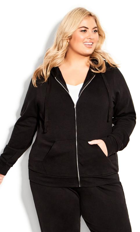 Zip Hood Neck Cotton Black Plain Jacket  2