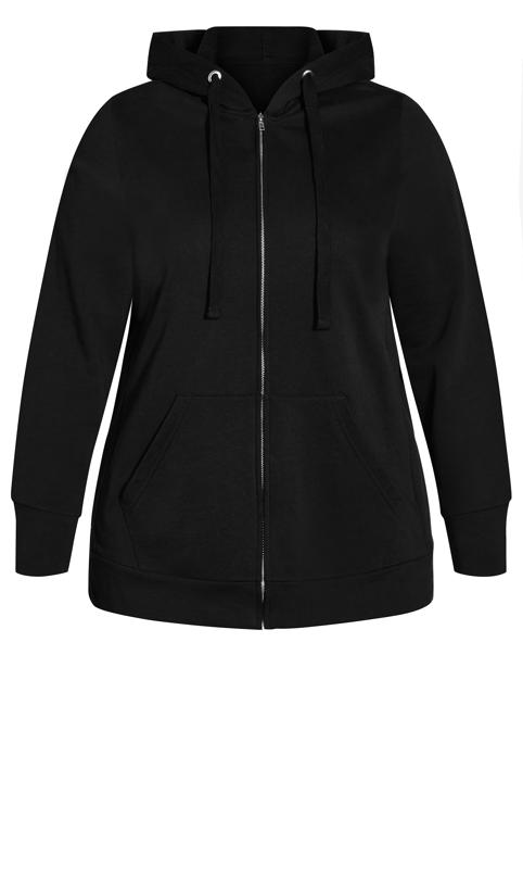 Zip Hood Neck Cotton Black Plain Jacket Evans