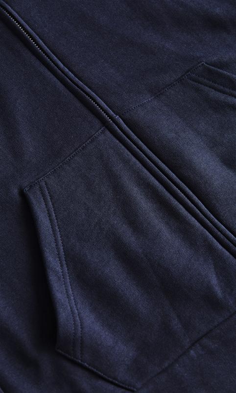 Zip Hood Neck Cotton Navy Blue Plain Jacket  8