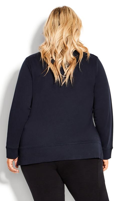 Hi Lo Crew Neck Relaxed Navy Blue Sweat Top 8