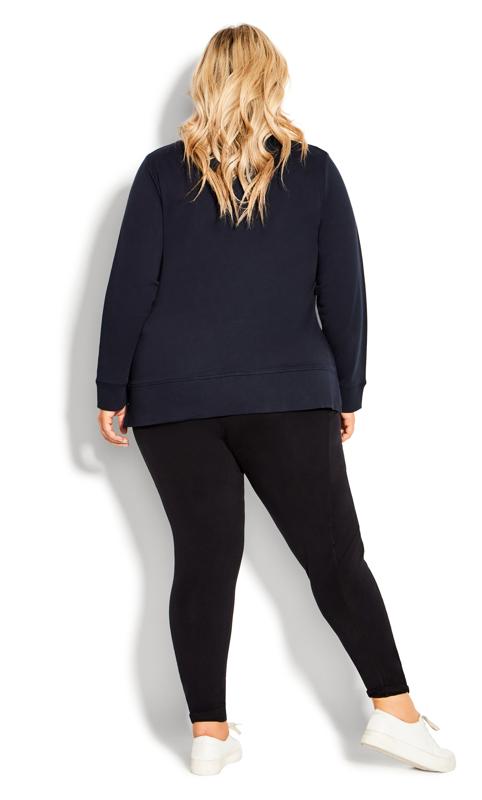 Hi Lo Crew Neck Relaxed Navy Blue Sweat Top 9