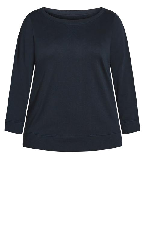 Hi Lo Crew Neck Relaxed Navy Blue Sweat Top 10