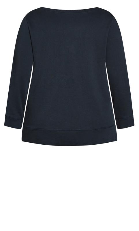 Hi Lo Crew Neck Relaxed Navy Blue Sweat Top 11