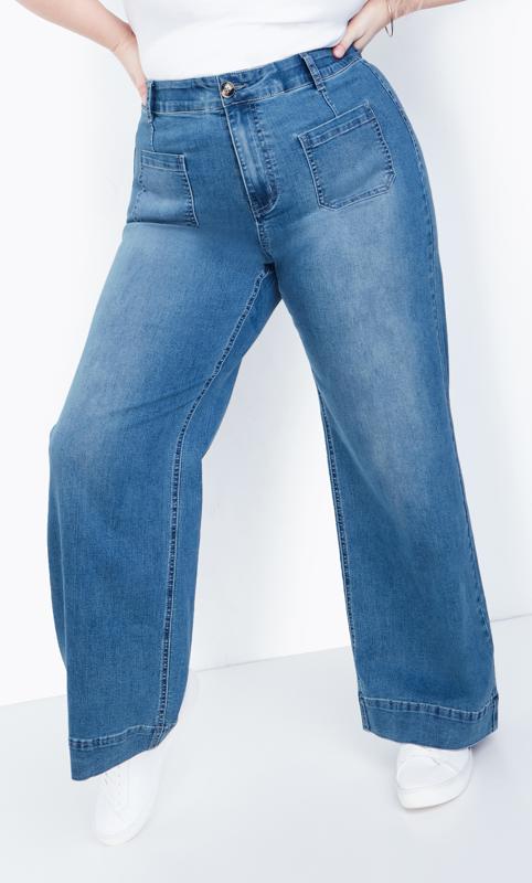 Evans Mid Blue Denim Flared Jeans 3