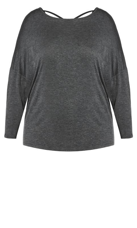 Zalia Round Neck Full Sleeves Plain Charcoal Grey Top 5