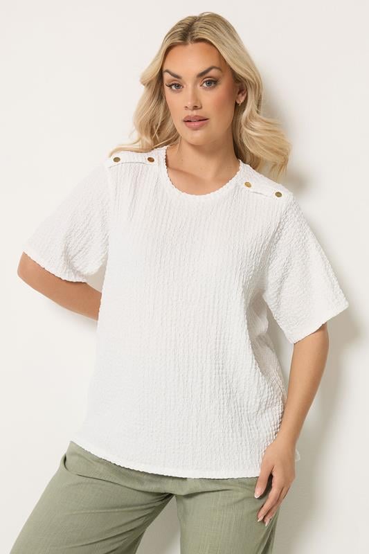 YOURS Plus Size White Bubble Texture Top | Yours Clothing 1