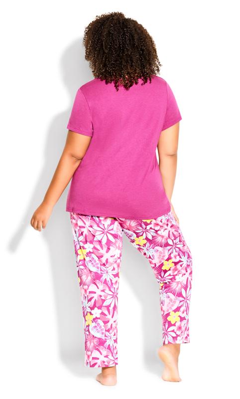 Evans Pink 'One Of A Kind' Slogan Floral Print Pyjama Top 4