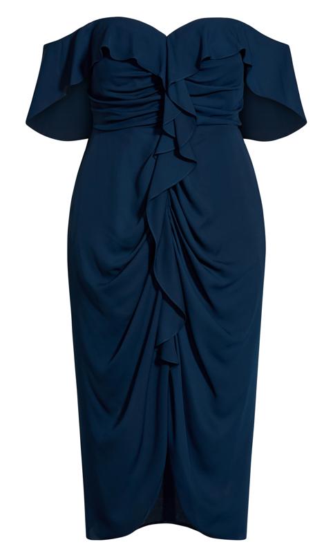City Chic Navy Blue Bardot Occasion Dress 6