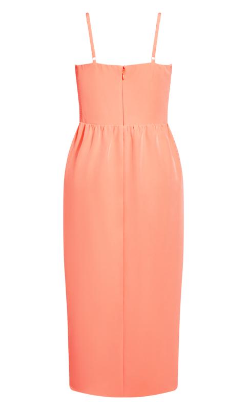 Evans Coral Orange Wrap Midi Dress 6