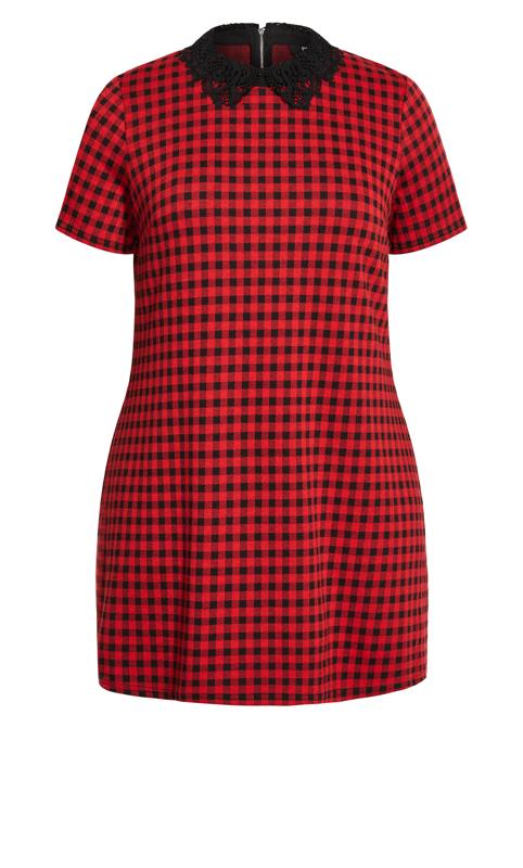 Evans Red Check Lace Collar Mini Dress 4