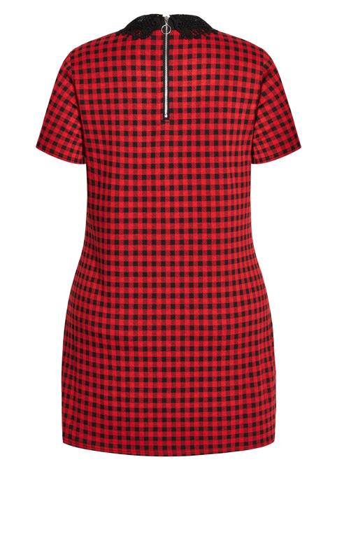 Evans Red Check Lace Collar Mini Dress 5