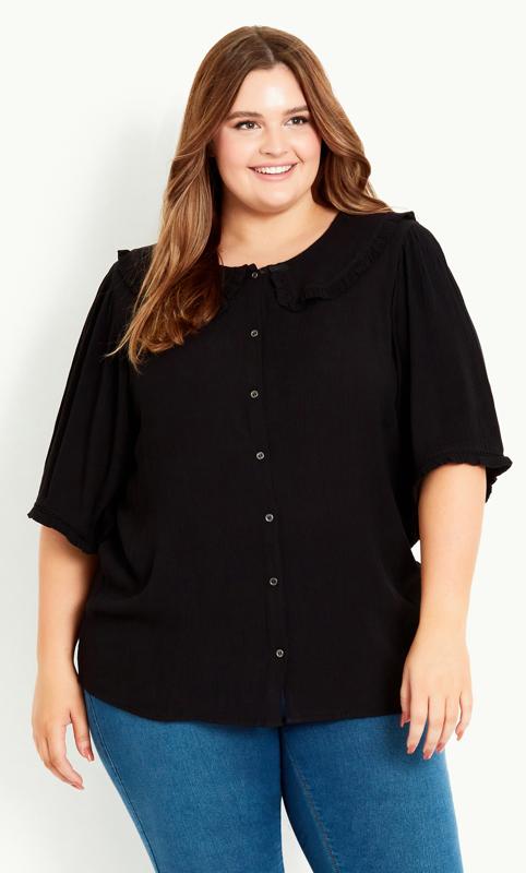 Relaxed Collar Top Black 2