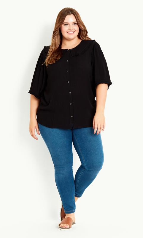 Relaxed Collar Top Black 4