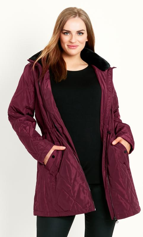 Evans Red Quilted Parka Coat 5