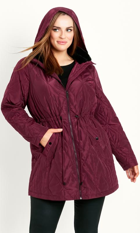Evans Red Quilted Parka Coat 8