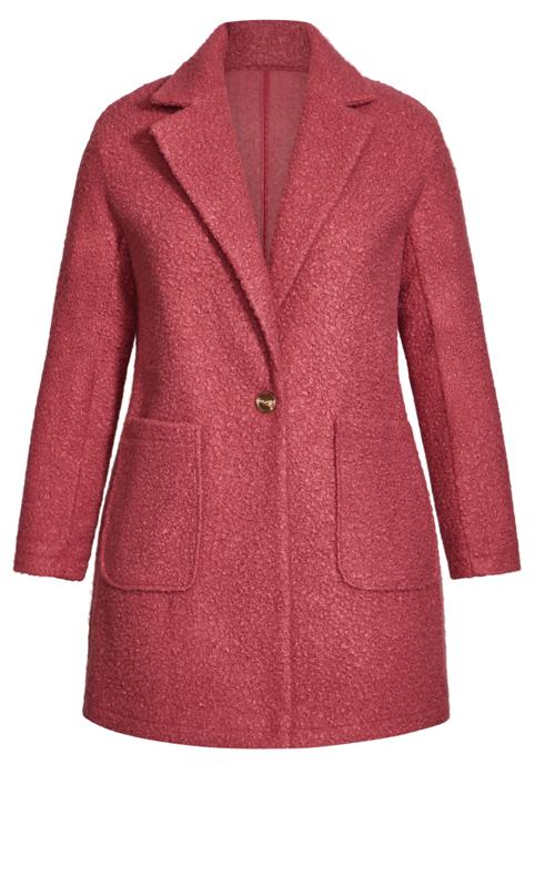 Evans Pink Boucle Coat | Evans 8