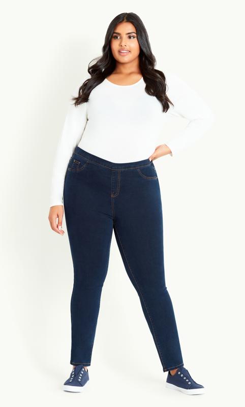 Evans Blue Indigo Denim Curve Fit Denim Jeggings 1