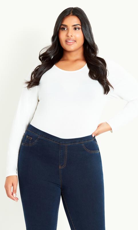 Evans Blue Indigo Denim Curve Fit Denim Jeggings Evans