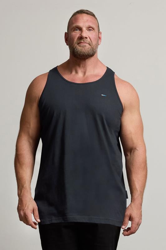 BadRhino Big & Tall Navy Blue Extra Long Plain Vest Top