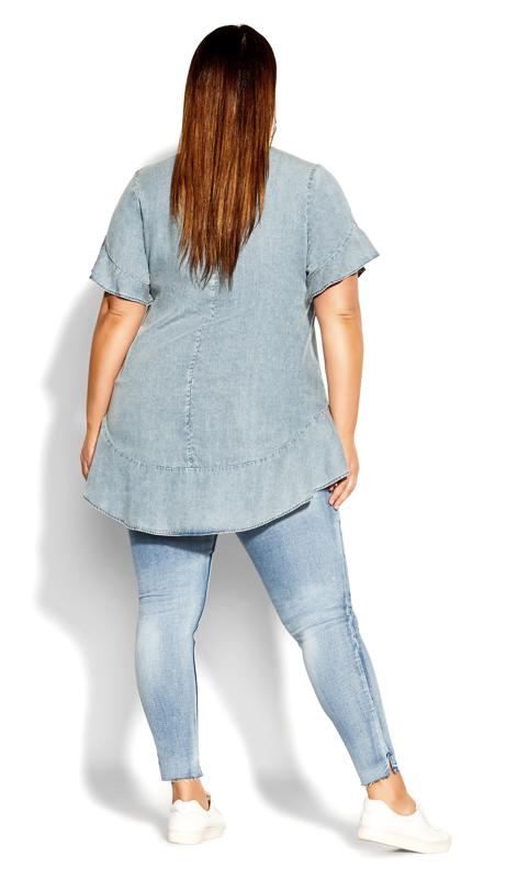 Evans Light Blue Denim Peplum Top 4