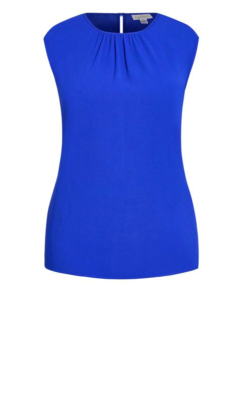 Evans Blue Gathered Neck Top | Evans 2