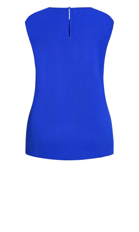 Evans Blue Gathered Neck Top | Evans 3