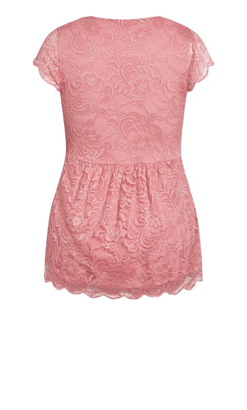 EVANS Plus Size Lace Peplum Misty Rose Top 6