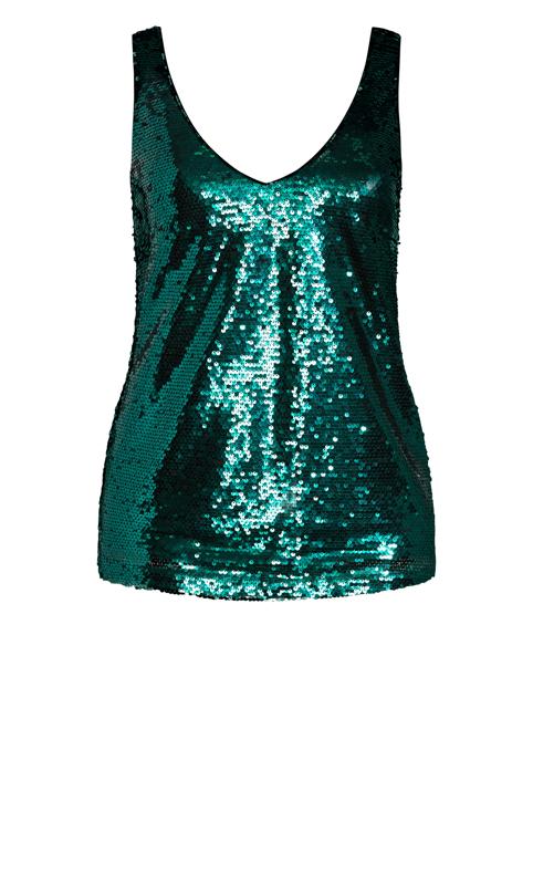 City Chic Green Sequin Cami Top 5