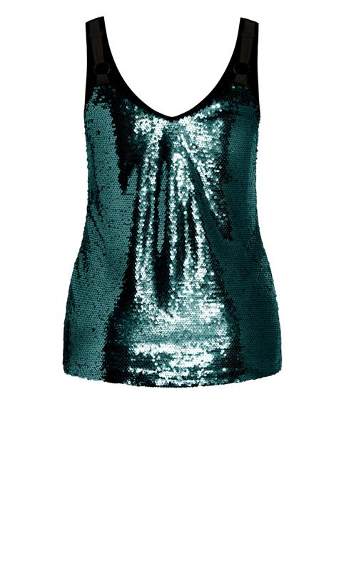 City Chic Green Sequin Cami Top 6
