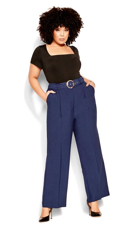Vetinee Baggy Trousers High Waisted Trousers for Women Ladies Elasticated  Waist Trousers Women Work Trousers Ladies Trousers Navy Blue Size Medium  Fits UK Size 12 - UK Size 14 : : Fashion