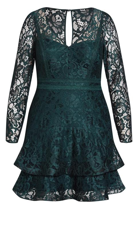 City Chic Green Frill Mini Dress | Evans